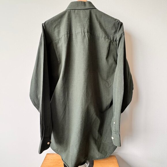 Christian Dior Cotton Blend Long Sleeve Dress Shirt Dark Olive - Picture 4 of 7